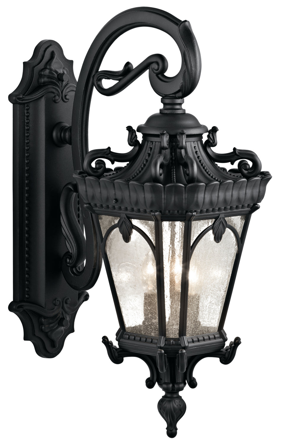 KICHLER 9358BKT Tournai 29" 3 Light Outdoor Wall Light With Clear Seeded Glass In Textured Black