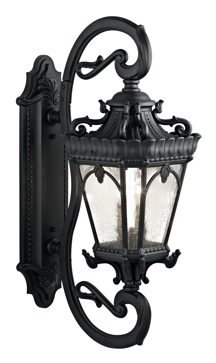 KICHLER 9359BKT Tournai 37.75" 4 Light Outdoor Wall Light With Clear Seeded Glass In Textured Black