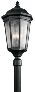 KICHLER 9533BKT Courtyard 27" 3 Light Exterior Post Light With Clear Seeded Glass In Textured Black