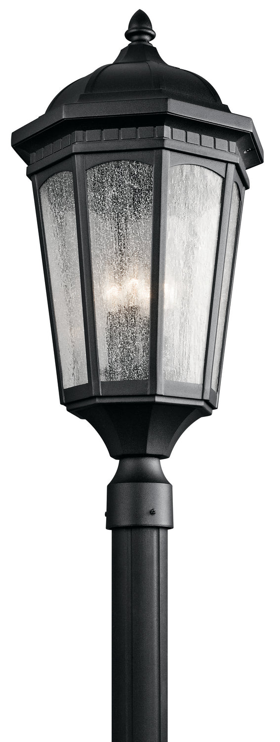 KICHLER 9533BKT Courtyard 27" 3 Light Exterior Post Light With Clear Seeded Glass In Textured Black