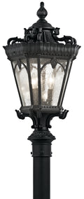 KICHLER 9558BKT Tournai 27" 3 Light Outdoor Post Light With Clear Seeded Glass In Textured Black