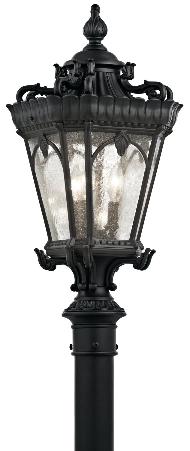 KICHLER 9558BKT Tournai 27" 3 Light Outdoor Post Light With Clear Seeded Glass In Textured Black