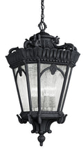 KICHLER 9564BKT Tournai 33.5" 4 Light Outdoor Pendant Light With Clear Seeded Glass In Textured Black