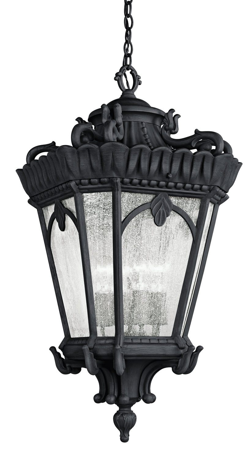 KICHLER 9564BKT Tournai 33.5" 4 Light Outdoor Pendant Light With Clear Seeded Glass In Textured Black