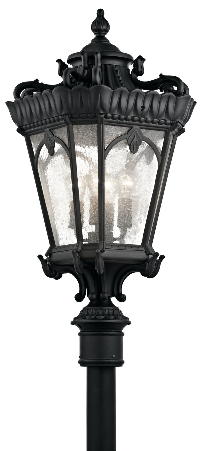 KICHLER 9565BKT Tournai 37.5" 4 Light Outdoor Post Light With Clear Seeded Glass In Textured Black