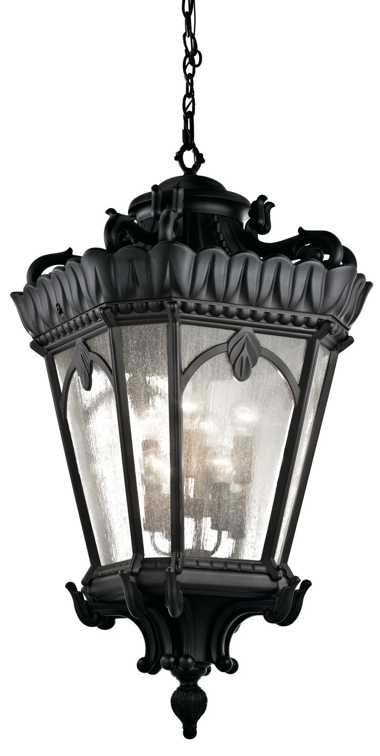 KICHLER 9568BKT Tournai 123" 8 Light Outdoor Pendant Light With Clear Seeded Glass In Textured Black