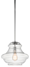 KICHLER 42044CH Everly 10.25" 1 Light Schoolhouse Pendant Clear Glass Chrome