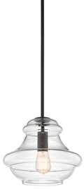 KICHLER 42044OZ Everly 10.25" 1 Light Schoolhouse Pendant Clear Glass Olde Bronze