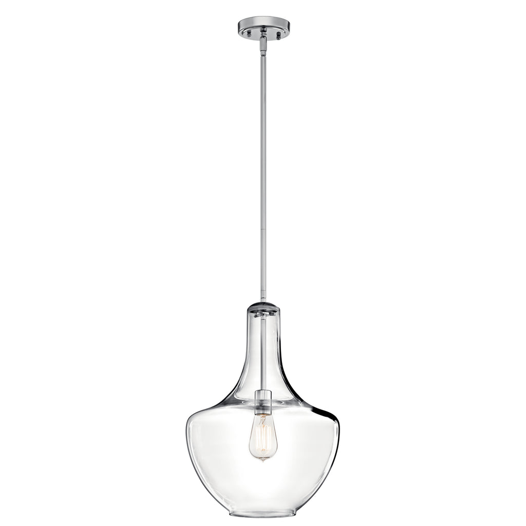 KICHLER 42046CH Everly 19.75" 1 Light Bell Pendant Clear Glass Chrome