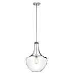 KICHLER 42046CH Everly 19.75" 1 Light Bell Pendant Clear Glass Chrome