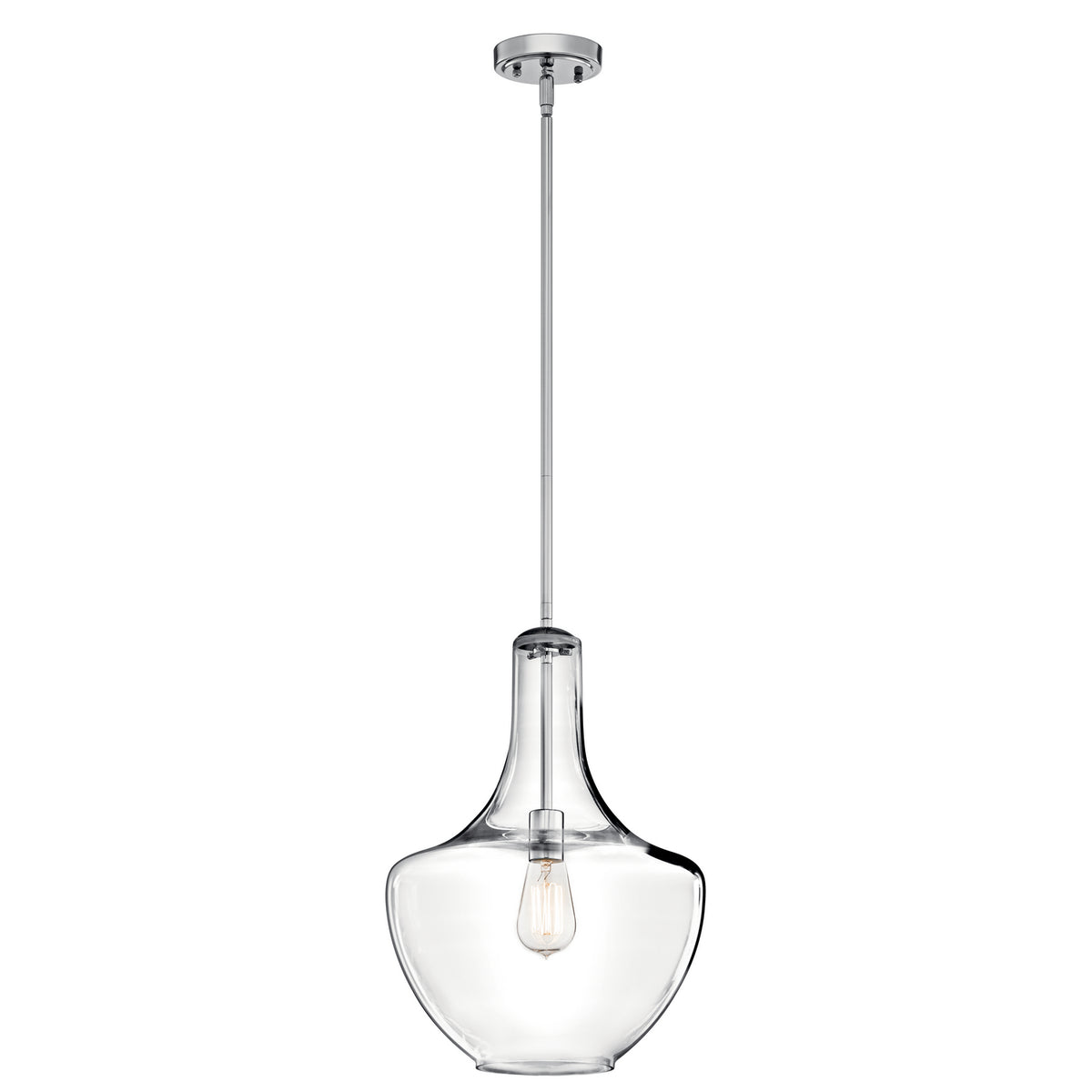 KICHLER 42046CH Everly 19.75" 1 Light Bell Pendant Clear Glass Chrome