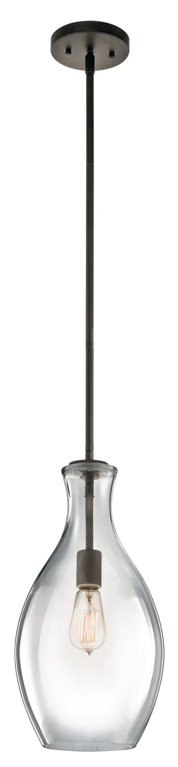 KICHLER 42047OZ Everly 17.75" 1 Light Hour Glass Pendant Clear Glass Olde Bronze