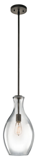 KICHLER 42047OZ Everly 17.75" 1 Light Hour Glass Pendant Clear Glass Olde Bronze