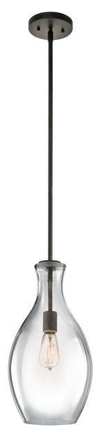 KICHLER 42047OZ Everly 17.75" 1 Light Hour Glass Pendant Clear Glass Olde Bronze
