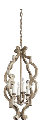 KICHLER 43255DAW Hayman Bay 4 Light Foyer Pendant Distressed Antique White