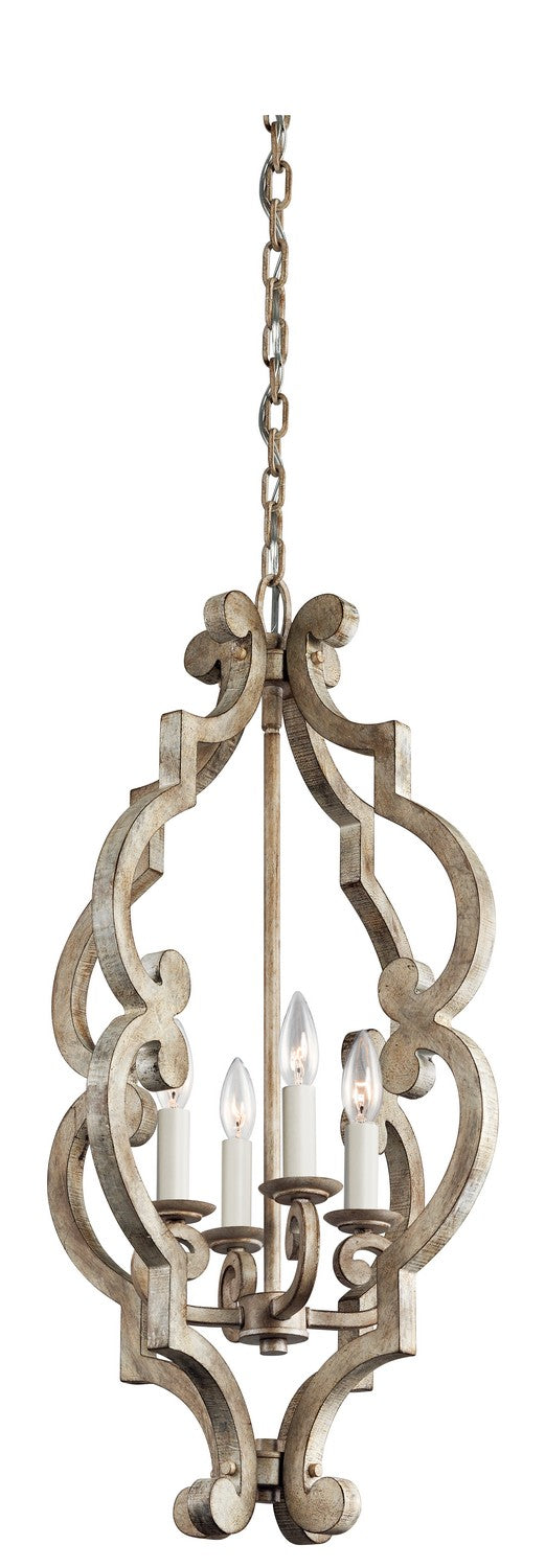 KICHLER 43255DAW Hayman Bay 4 Light Foyer Pendant Distressed Antique White