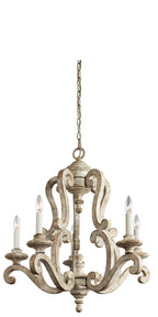 KICHLER 43256DAW Hayman Bay 29.75" 5 Light Chandelier in Distressed Antique White