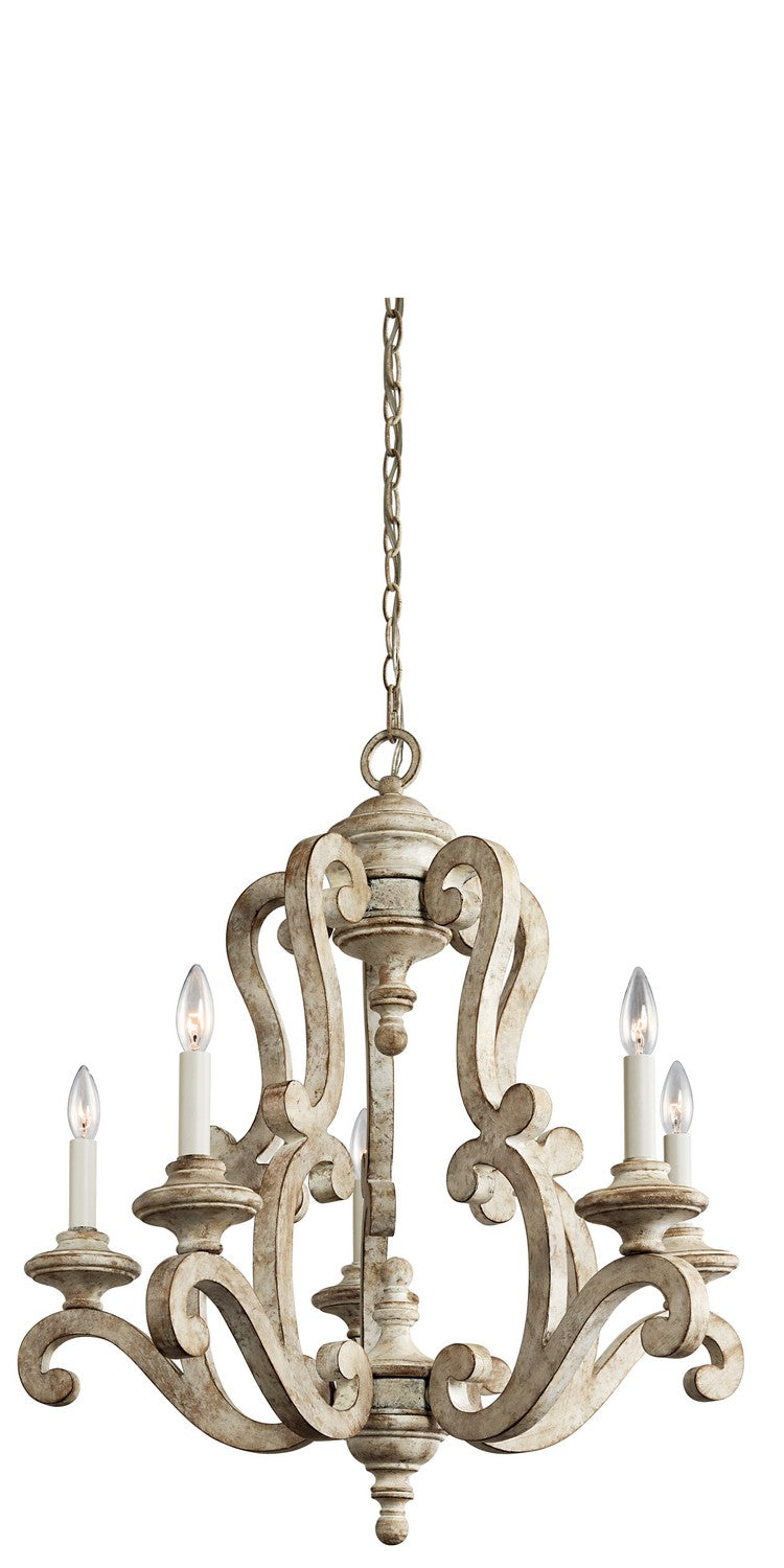 KICHLER 43256DAW Hayman Bay 29.75" 5 Light Chandelier in Distressed Antique White