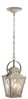 KICHLER 43258DAW Hayman Bay 18" 2 Light Pendant Clear Seeded Glass Distressed Antique White