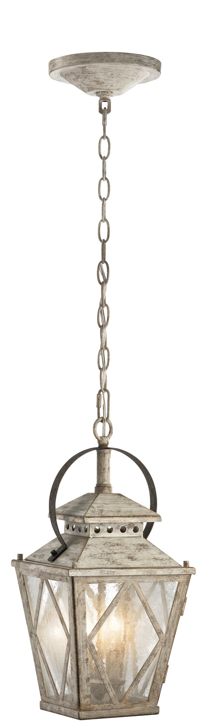 KICHLER 43258DAW Hayman Bay 18" 2 Light Pendant Clear Seeded Glass Distressed Antique White