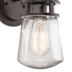 KICHLER 49444AZ Lyndon 11.25" 1 Light Wall Light With Clear Seeded Glass Architectural Bronze