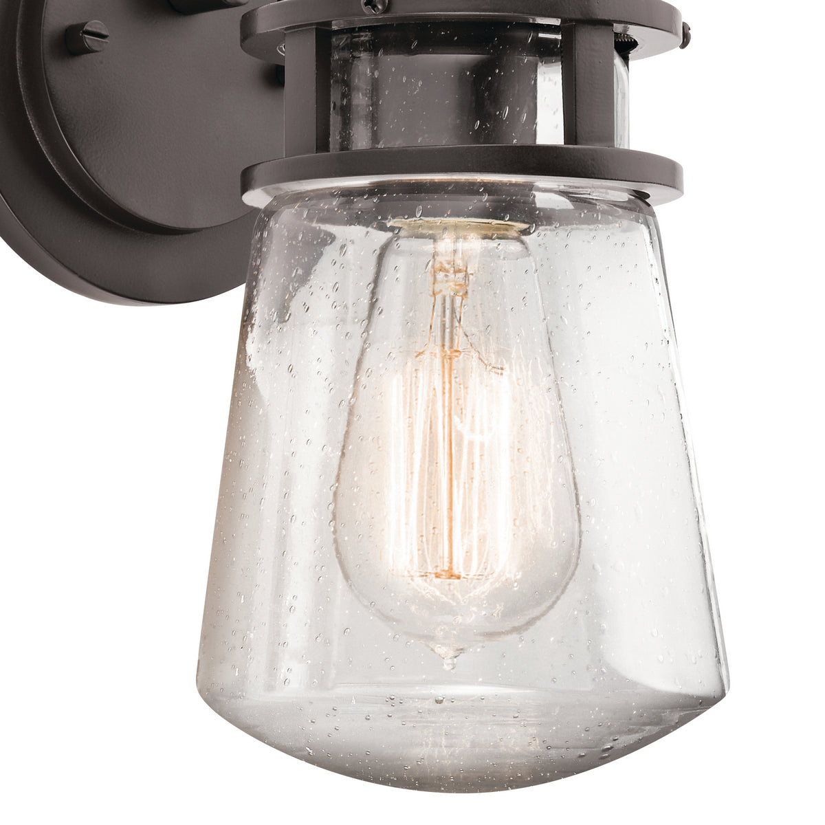 KICHLER 49444AZ Lyndon 11.25" 1 Light Wall Light With Clear Seeded Glass Architectural Bronze