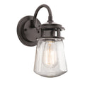 KICHLER 49444AZ Lyndon 11.25" 1 Light Wall Light With Clear Seeded Glass Architectural Bronze