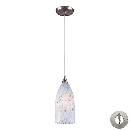 ELK SHOWROOM 502-1SW-LA Verona 5'' Wide 1-Light Pendant - Satin Nickel with Snow White Glass (Includes Adapter Kit)