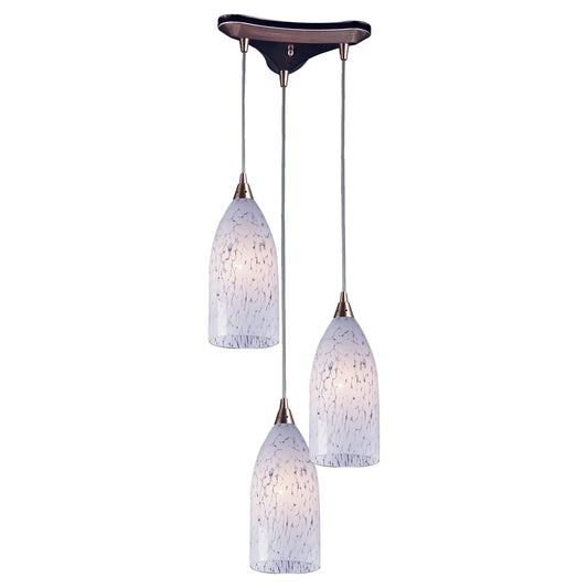 ELK SHOWROOM 502-3SW Verona 13'' Wide 3-Light Pendant - Satin Nickel with Snow White Glass