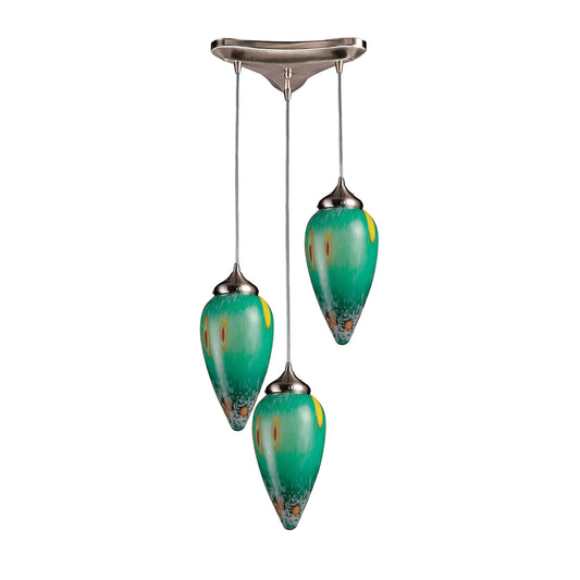 ELK SHOWROOM 503-3EM Lacrima Collection 3 Light Triangle Pan Emerald Glass