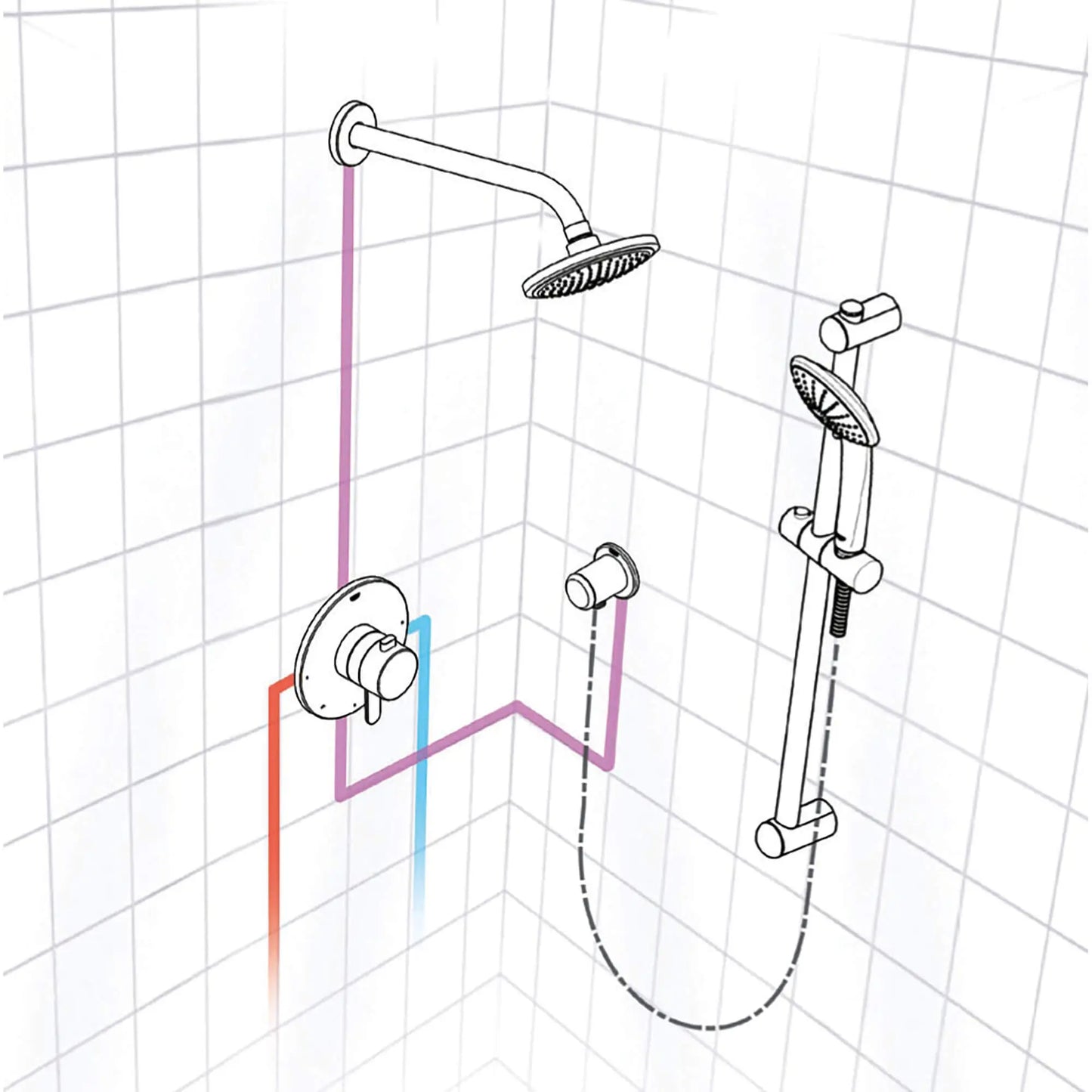 GROHE 117166 Europlus Cosmopolitan Pressure Balance Valve Dual Function Shower Kit - Chrome