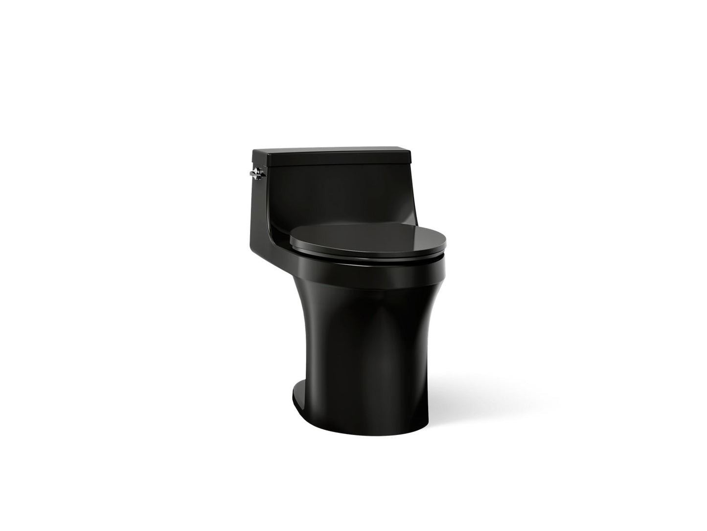 KOHLER K-5172-7 San Souci One-piece compact elongated toilet with concealed trapway, 1.28 gpf - Black Black