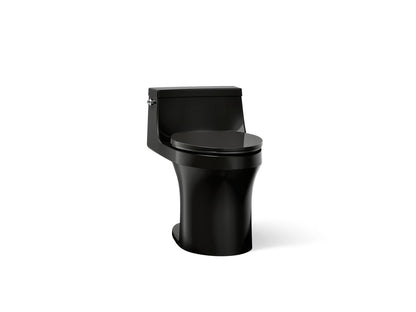 KOHLER K-5172-7 San Souci One-piece compact elongated toilet with concealed trapway, 1.28 gpf - Black Black