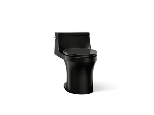 KOHLER K-5172-7 San Souci One-piece compact elongated toilet with concealed trapway, 1.28 gpf - Black Black