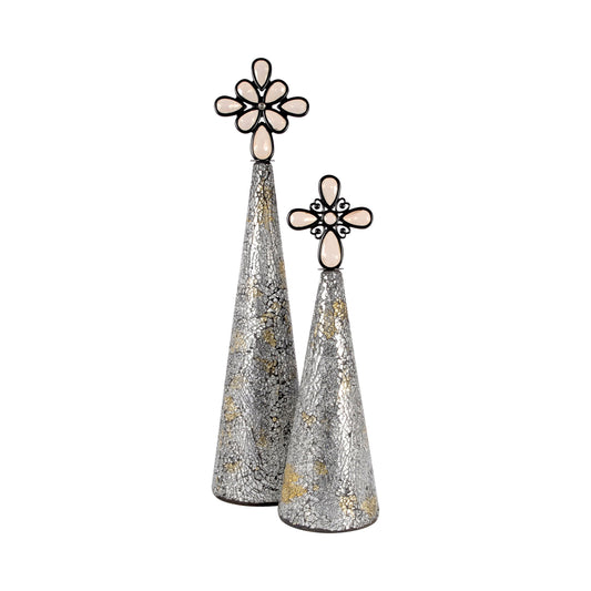 ELK STUDIO 519208 Montage Christmas Trees Silver (Set of 2)