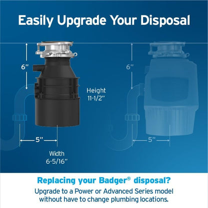 INSINKERATOR Badger 5XP Garbage Disposal with Power Cord, Standard Series 3/4 HP Continuous Feed Food Waste Disposer, Badger 5XP W/C  -  79326A-ISE