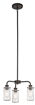 KICHLER 43057OZ Braelyn 11.25" 3 Light Mini Convertible Chandelier Or Semi Flush With Clear Seeded Glass Olde Bronze