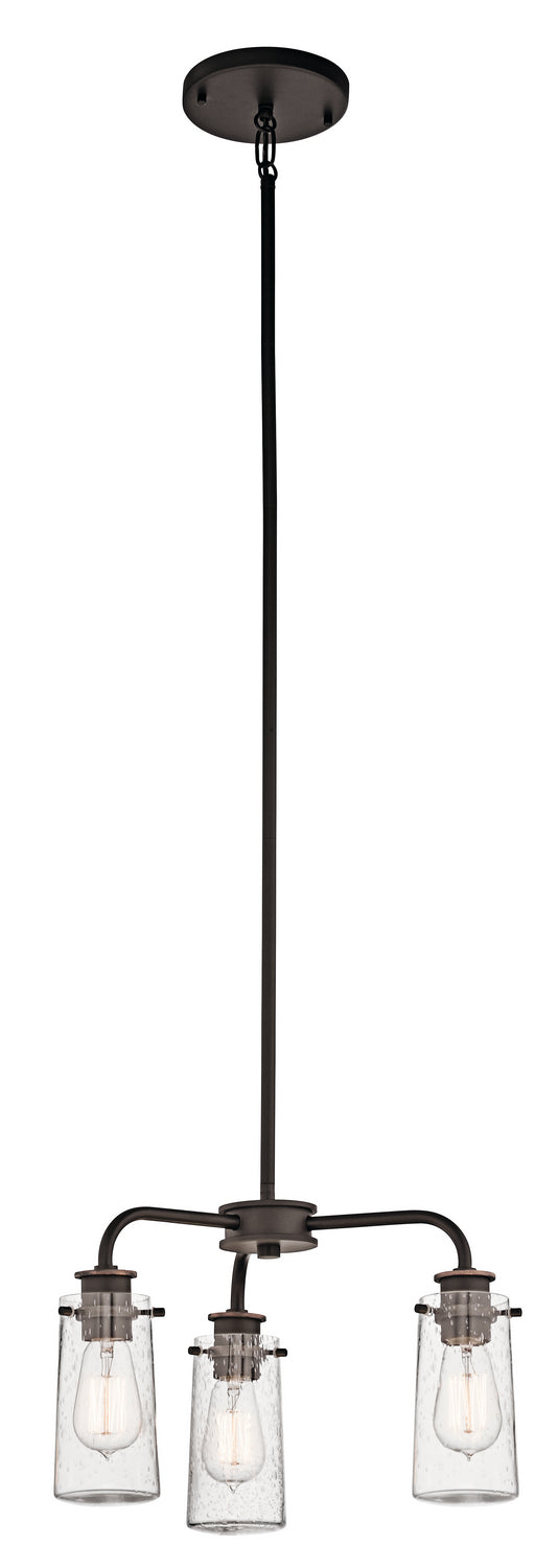 KICHLER 43057OZ Braelyn 11.25" 3 Light Mini Convertible Chandelier Or Semi Flush With Clear Seeded Glass Olde Bronze
