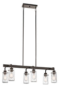 KICHLER 43059OZ Braelyn 11.25" 6 Light Linear Chandelier With Clear Seeded Glass Olde Bronze