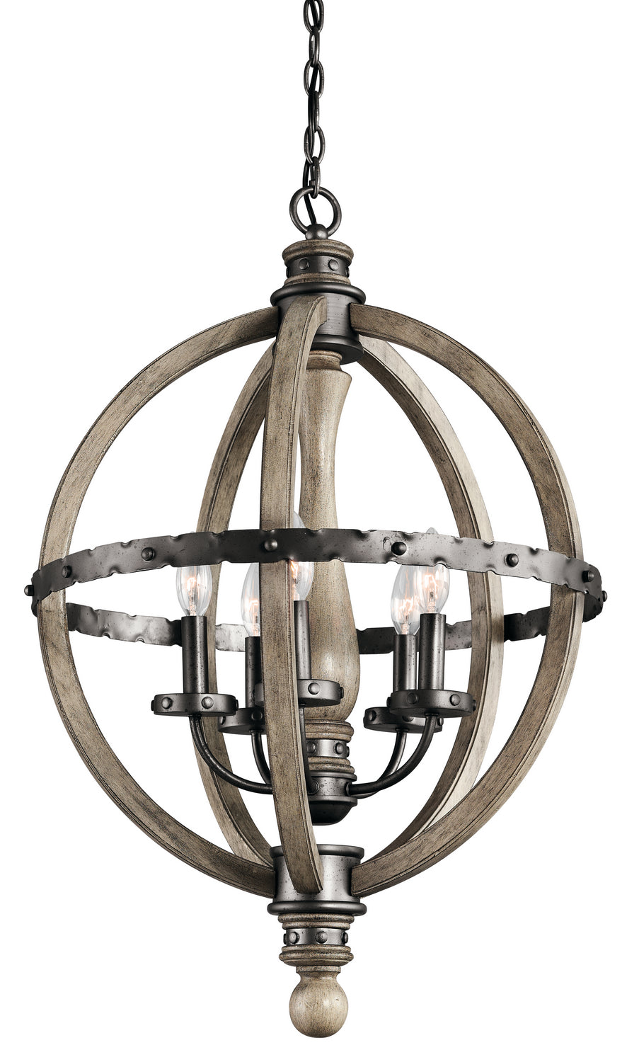 KICHLER 43324Dag Evan Five Light Chandelier Distressed Antique Gray