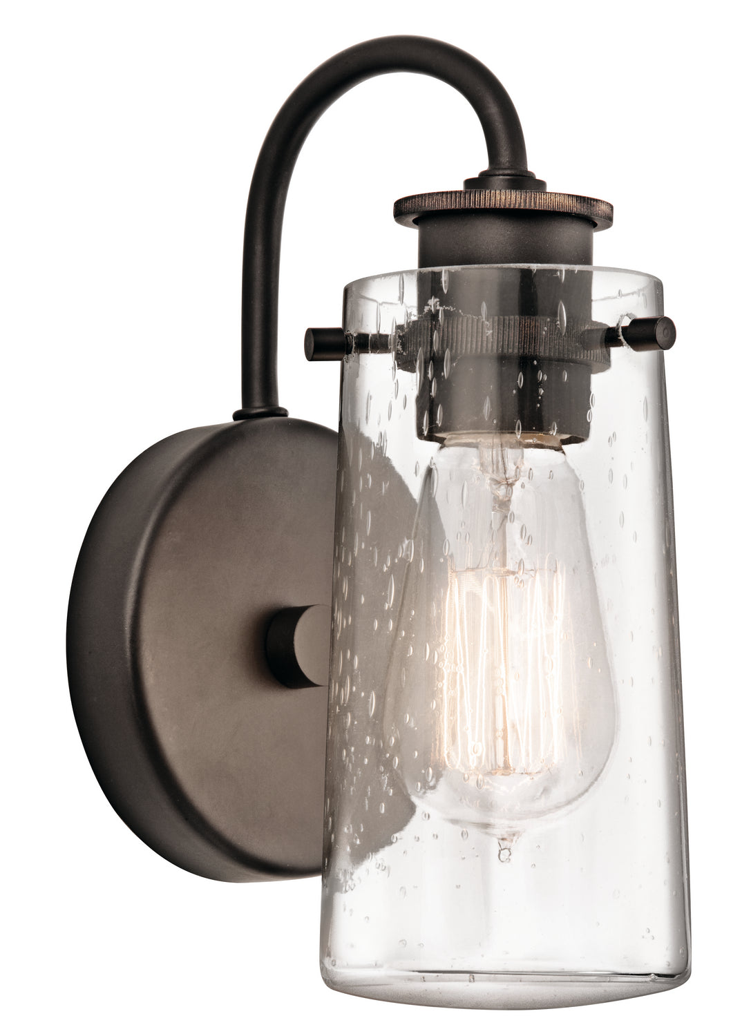 KICHLER 45457OZ Braelyn 9.5" 1 Light Wall Sconce With Clear Seeded Glass Olde Bronze