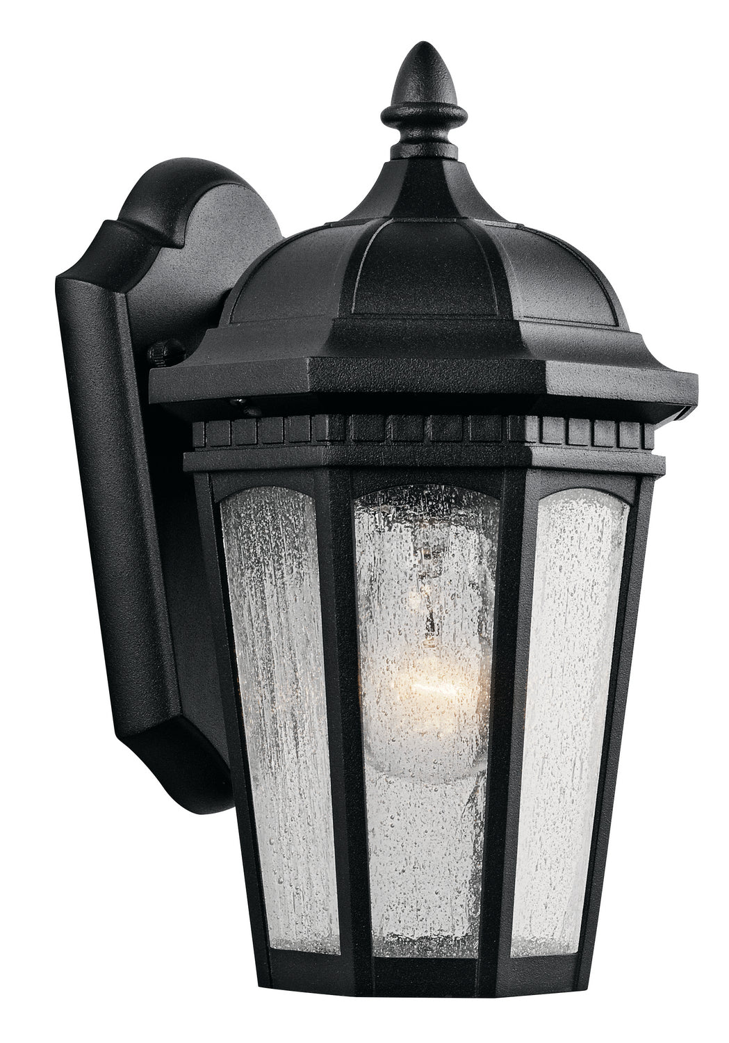 KICHLER 9032BKT Courtyard 11" 1 Light Outdoor Wall Light With Clear Seeded Glass In Textured Black