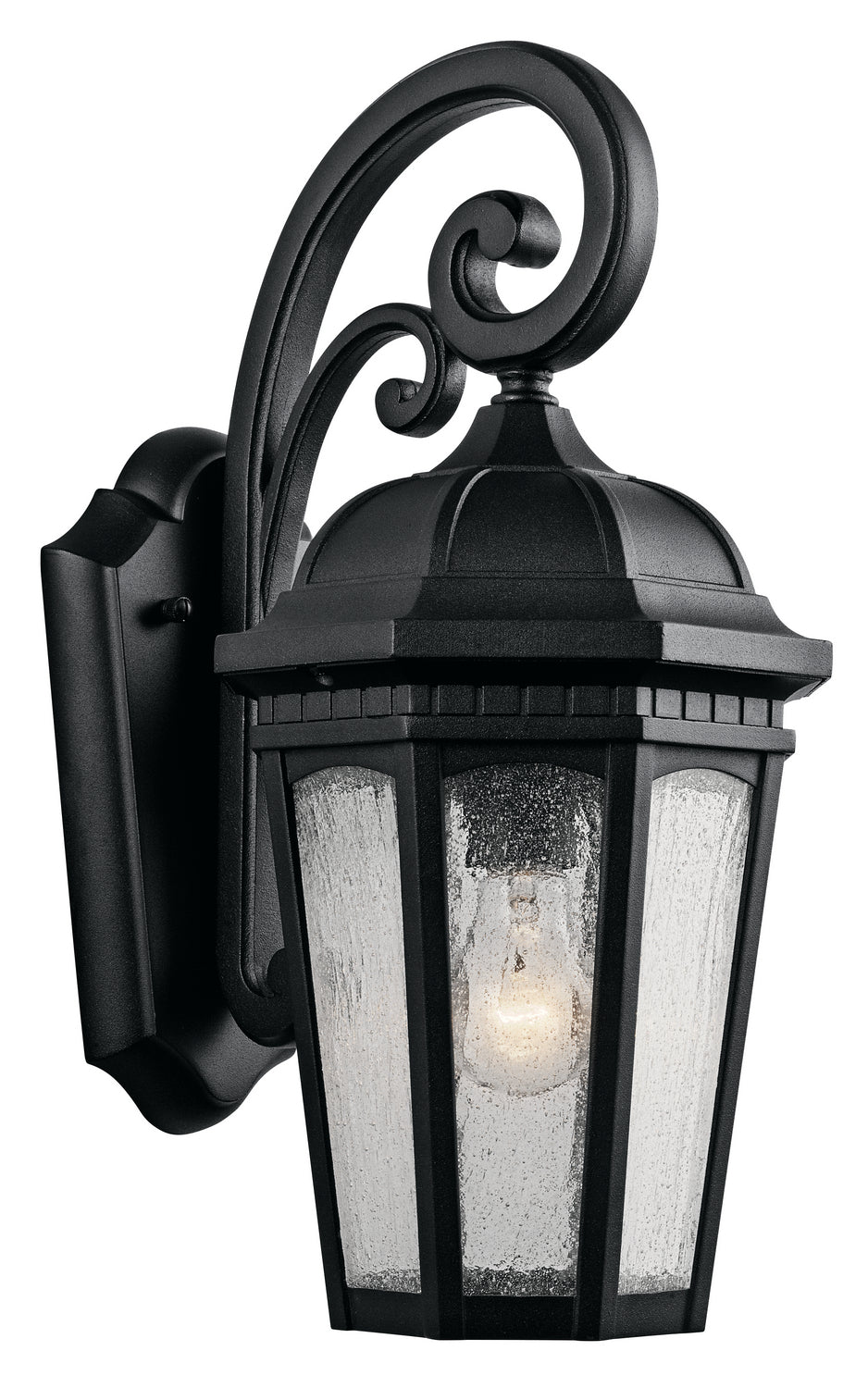 KICHLER 9033BKT Courtyard 17.75" 1 Light Outdoor Wall Light With Clear Seeded Glass In Textured Black