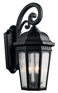 KICHLER 9034BKT Courtyard 22.25" 3 Light Outdoor Wall Light With Clear Seeded Glass In Textured Black