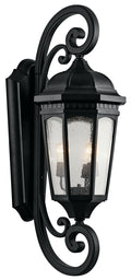 KICHLER 9060BKT Courtyard 40.50" 3 Light Outdoor Wall Light With Clear Seeded Glass In Textured Black