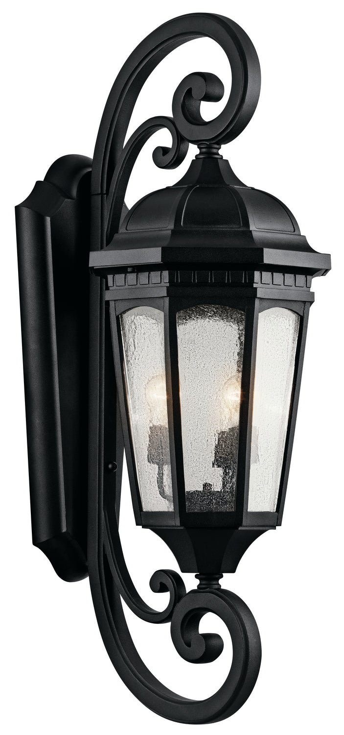 KICHLER 9060BKT Courtyard 40.50" 3 Light Outdoor Wall Light With Clear Seeded Glass In Textured Black