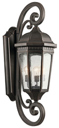 KICHLER 9060RZ Courtyard 40.50" 3 Light Outdoor Wall Light With Clear Seeded Glass In Rubbed Bronze