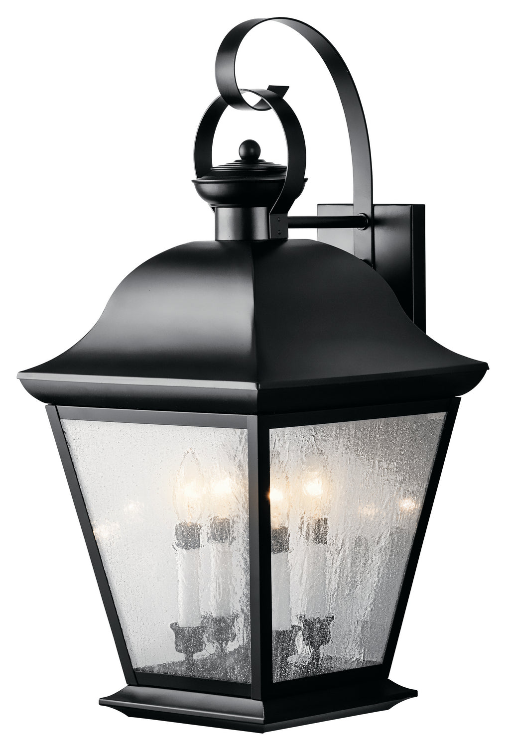 KICHLER 9704BK Mount Vernon 27.75" 4 Light Outdoor Wall Light With Clear Seeded Glass In Black