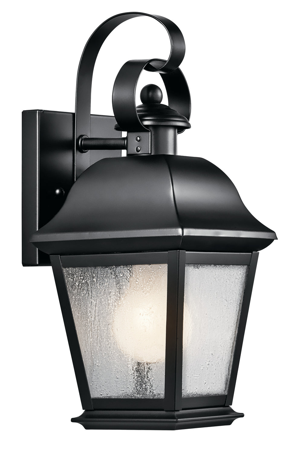 KICHLER 9707BK Mount Vernon 12.5" 1 Light Outdoor Wall Light With Clear Seeded Glass In Black