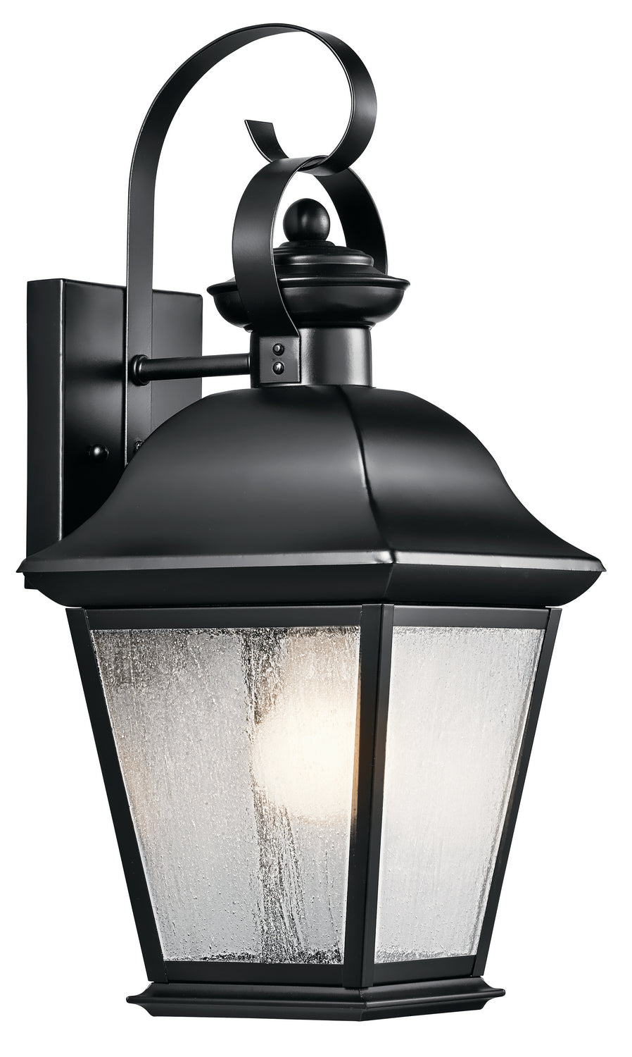 KICHLER 9708BK Mount Vernon 16.75" 1 Light Outdoor Wall Light With Clear Seeded Glass In Black